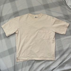 Uniqlo cream boxy fit pocket T-shirt